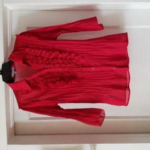 NY Collection Shear ruffled womens top